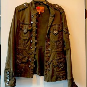 Womens army style jacket with button detail
